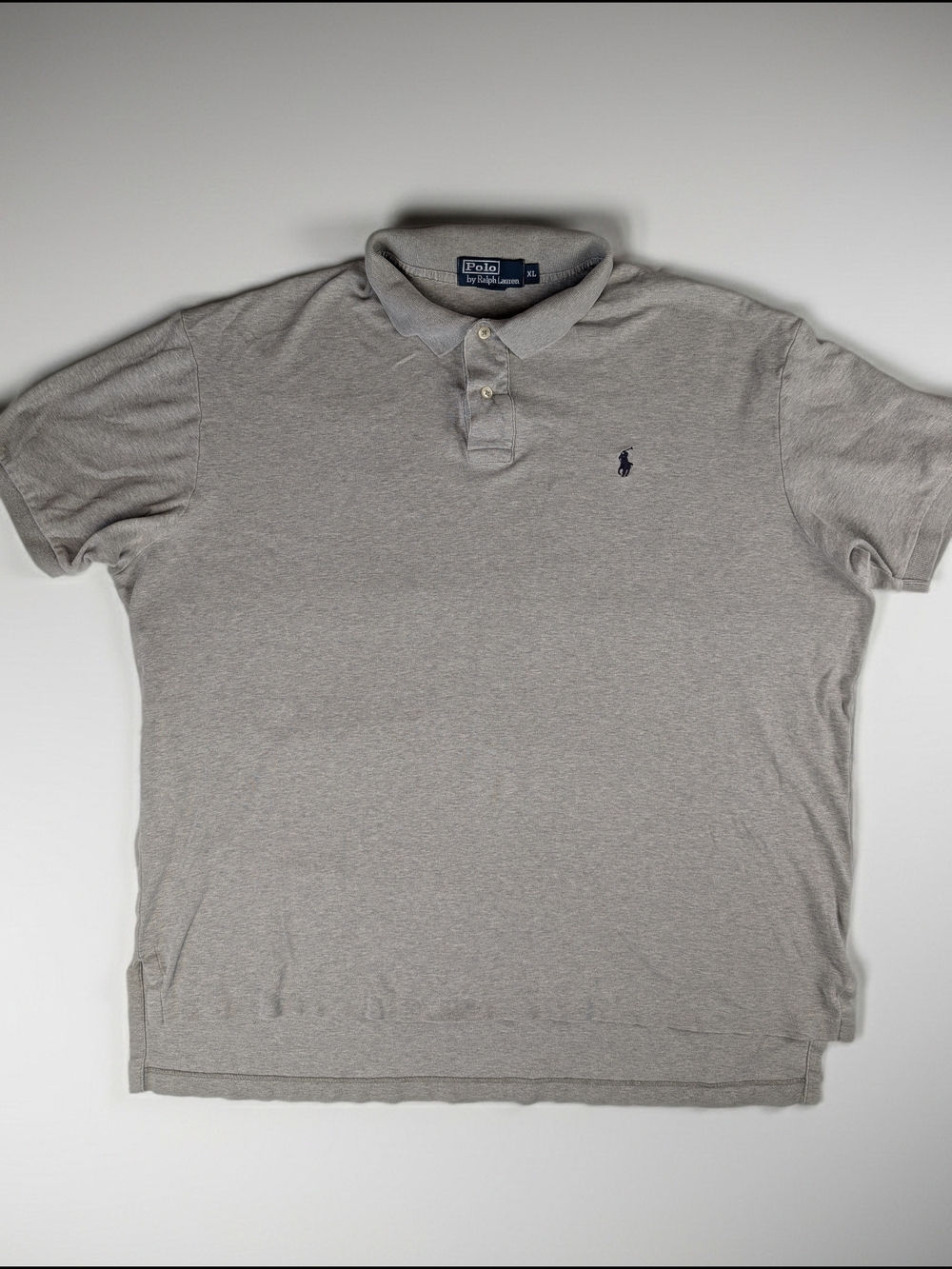 Vintage Polo‎ Ralph Lauren Polo Shirt Men's XL Grey Short Sleeve Solid Knit Pony